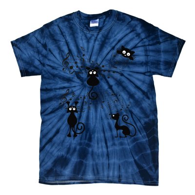 Cat Kitty Playing Music Note Black Cat Lover Gift Tie-Dye T-Shirt