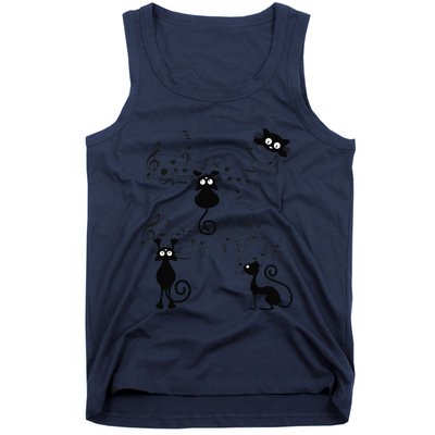 Cat Kitty Playing Music Note Black Cat Lover Gift Tank Top