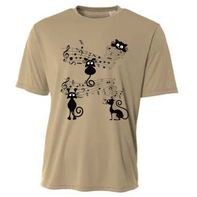 Cat Kitty Playing Music Note Black Cat Lover Gift Cooling Performance Crew T-Shirt