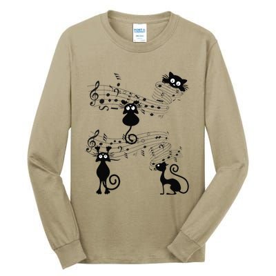 Cat Kitty Playing Music Note Black Cat Lover Gift Tall Long Sleeve T-Shirt