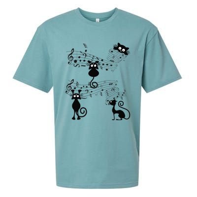 Cat Kitty Playing Music Note Black Cat Lover Gift Sueded Cloud Jersey T-Shirt