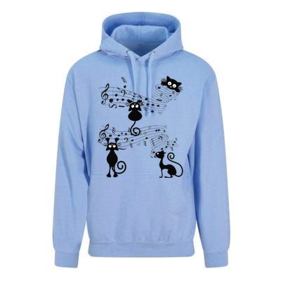 Cat Kitty Playing Music Note Black Cat Lover Gift Unisex Surf Hoodie