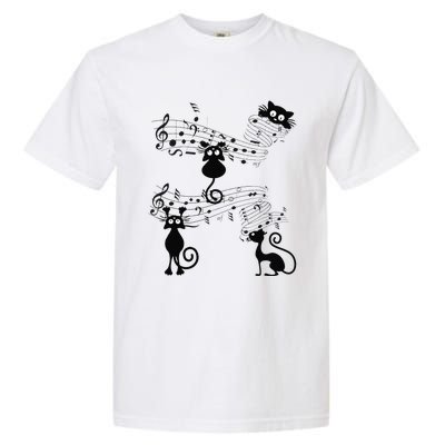 Cat Kitty Playing Music Note Black Cat Lover Gift Garment-Dyed Heavyweight T-Shirt