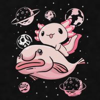 Cute Kawaii Pink Axolotl Riding A Blobfish Funny Axolotls  Ladies PosiCharge Tri-Blend Wicking Tank