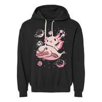 Cute Kawaii Pink Axolotl Riding A Blobfish Funny Axolotls  Garment-Dyed Fleece Hoodie