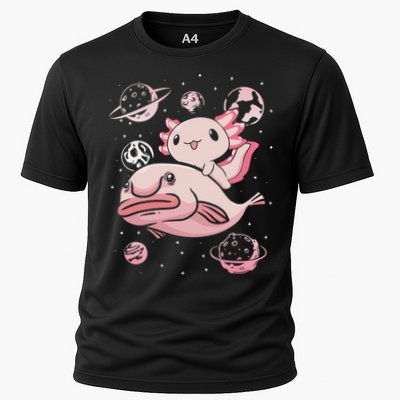 Cute Kawaii Pink Axolotl Riding A Blobfish Funny Axolotls  Performance Shirt