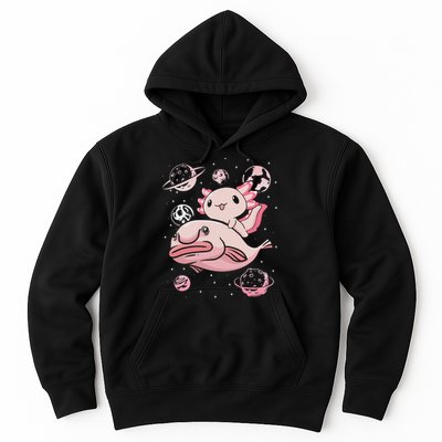 Cute Kawaii Pink Axolotl Riding A Blobfish Funny Axolotls  Hoodie