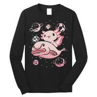 Cute Kawaii Pink Axolotl Riding A Blobfish Funny Axolotls  Long Sleeve Shirt