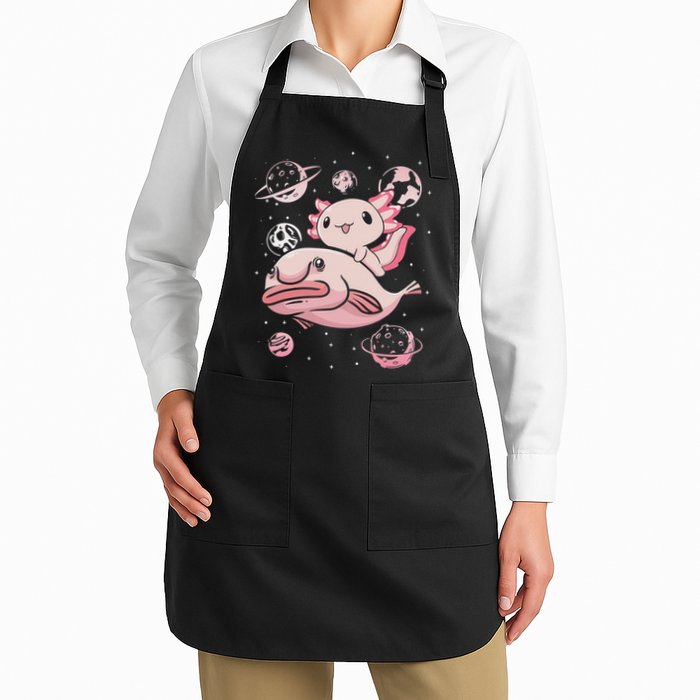 Cute Kawaii Pink Axolotl Riding A Blobfish Funny Axolotls  Apron