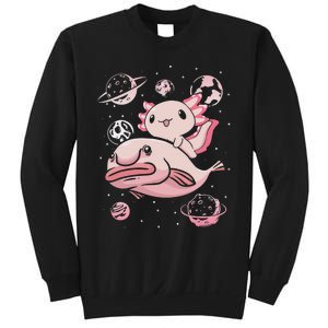 Cute Kawaii Pink Axolotl Riding A Blobfish Funny Axolotls  Sweatshirt