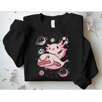 Cute Kawaii Pink Axolotl Riding A Blobfish Funny Axolotls  Sweatshirt