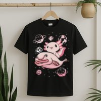 Cute Kawaii Pink Axolotl Riding A Blobfish Funny Axolotls  T-Shirt