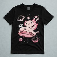 Cute Kawaii Pink Axolotl Riding A Blobfish Funny Axolotls  T-Shirt