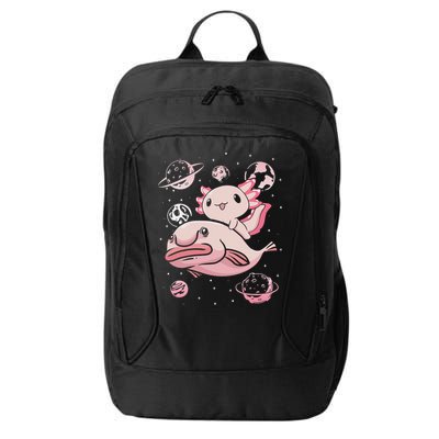 Cute Kawaii Pink Axolotl Riding A Blobfish Funny Axolotls  City Backpack