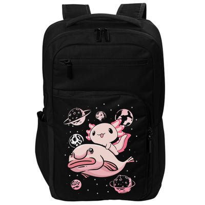 Cute Kawaii Pink Axolotl Riding A Blobfish Funny Axolotls  Impact Tech Backpack