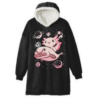 Cute Kawaii Pink Axolotl Riding A Blobfish Funny Axolotls  Hooded Wearable Blanket
