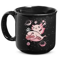 Cute Kawaii Pink Axolotl Riding A Blobfish Funny Axolotls  15oz Campfire Ceramic Mug
