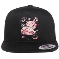 Cute Kawaii Pink Axolotl Riding A Blobfish Funny Axolotls  Flatbill Hat
