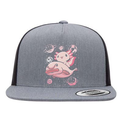 Cute Kawaii Pink Axolotl Riding A Blobfish Funny Axolotls  Flat Bill Trucker Hat