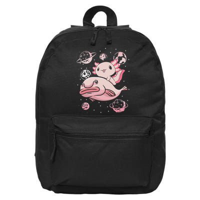 Cute Kawaii Pink Axolotl Riding A Blobfish Funny Axolotls  16 in Basic Backpack