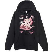 Cute Kawaii Pink Axolotl Riding A Blobfish Funny Axolotls  Premium Pullover Hoodie