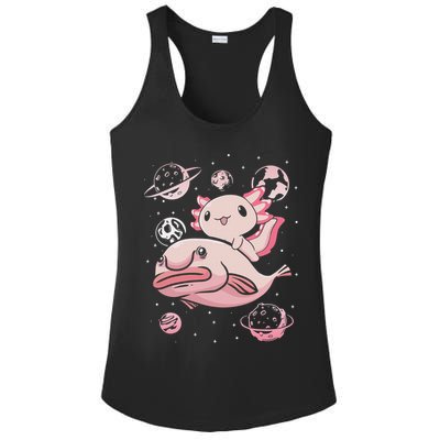 Cute Kawaii Pink Axolotl Riding A Blobfish Funny Axolotls  Ladies PosiCharge Competitor Racerback Tank