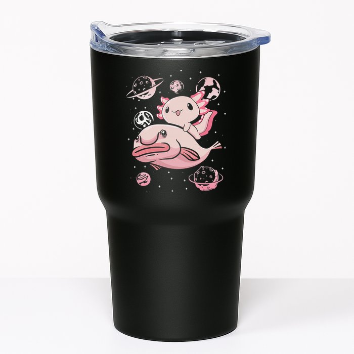 Cute Kawaii Pink Axolotl Riding A Blobfish Funny Axolotls  Tumbler