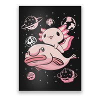 Cute Kawaii Pink Axolotl Riding A Blobfish Funny Axolotls  Poster