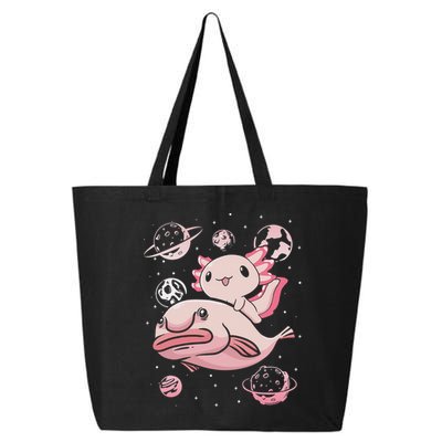 Cute Kawaii Pink Axolotl Riding A Blobfish Funny Axolotls  25L Jumbo Tote