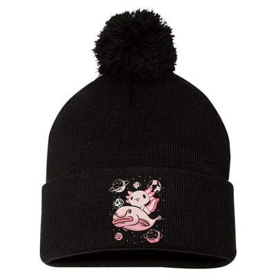 Cute Kawaii Pink Axolotl Riding A Blobfish Funny Axolotls  Pom Pom 12in Knit Beanie