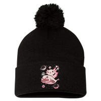 Cute Kawaii Pink Axolotl Riding A Blobfish Funny Axolotls  Pom Pom 12in Knit Beanie