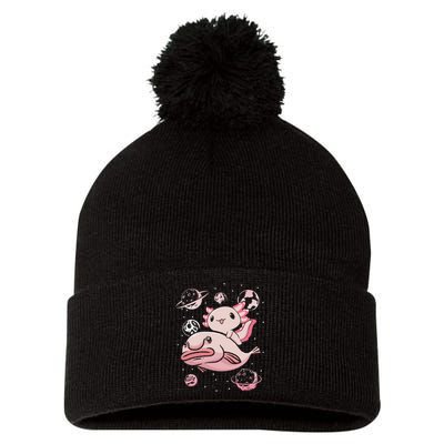 Cute Kawaii Pink Axolotl Riding A Blobfish Funny Axolotls  Pom Pom 12in Knit Beanie