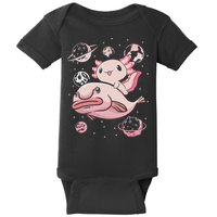 Cute Kawaii Pink Axolotl Riding A Blobfish Funny Axolotls  Baby Bodysuit