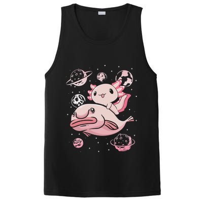 Cute Kawaii Pink Axolotl Riding A Blobfish Funny Axolotls  PosiCharge Competitor Tank