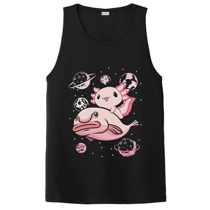 Cute Kawaii Pink Axolotl Riding A Blobfish Funny Axolotls  PosiCharge Competitor Tank