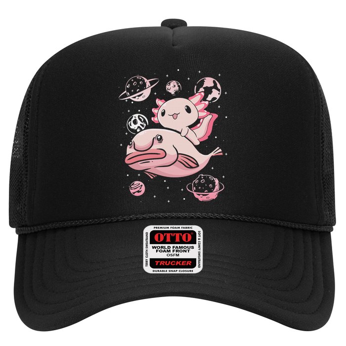 Cute Kawaii Pink Axolotl Riding A Blobfish Funny Axolotls  Hat