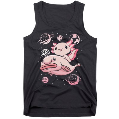 Cute Kawaii Pink Axolotl Riding A Blobfish Funny Axolotls  Tank Top