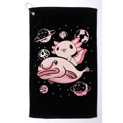 Cute Kawaii Pink Axolotl Riding A Blobfish Funny Axolotls  Golf Towel