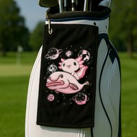 Cute Kawaii Pink Axolotl Riding A Blobfish Funny Axolotls  Golf Towel