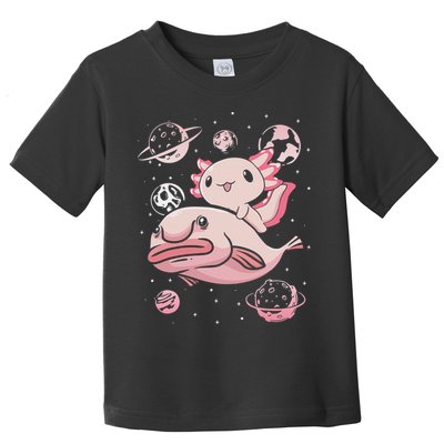 Cute Kawaii Pink Axolotl Riding A Blobfish Funny Axolotls  Toddler T-Shirt