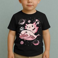 Cute Kawaii Pink Axolotl Riding A Blobfish Funny Axolotls  Toddler T-Shirt