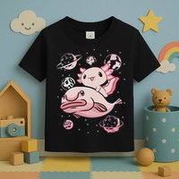 Cute Kawaii Pink Axolotl Riding A Blobfish Funny Axolotls  Toddler T-Shirt