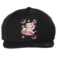 Cute Kawaii Pink Axolotl Riding A Blobfish Funny Axolotls  Wool Snapback Cap