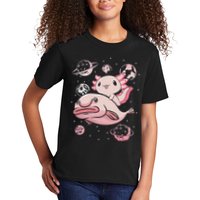 Cute Kawaii Pink Axolotl Riding A Blobfish Funny Axolotls  Kids T-Shirt