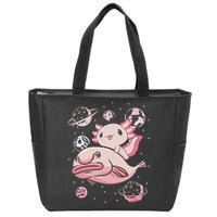 Cute Kawaii Pink Axolotl Riding A Blobfish Funny Axolotls  Zip Tote Bag
