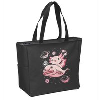 Cute Kawaii Pink Axolotl Riding A Blobfish Funny Axolotls  Zip Tote Bag