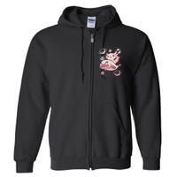 Cute Kawaii Pink Axolotl Riding A Blobfish Funny Axolotls  Full Zip Hoodie