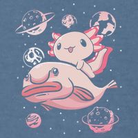 Cute Kawaii Pink Axolotl Riding A Blobfish Funny Axolotls  Garment-Dyed Sweatshirt