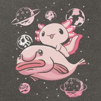 Cute Kawaii Pink Axolotl Riding A Blobfish Funny Axolotls  Cotton Canvas Backpack