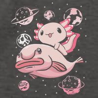 Cute Kawaii Pink Axolotl Riding A Blobfish Funny Axolotls  Vector Backpack